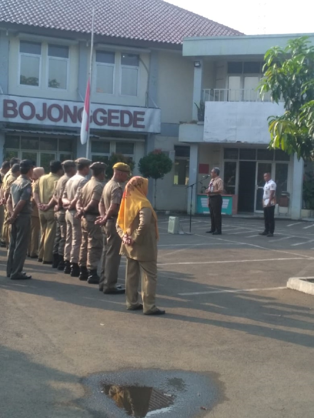 Kecamatan Bojonggede, apel pagi sebelum kegiatan Jambore